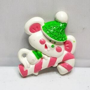 Avon Lickety Stick Christmas Mouse Pin Pal Brooch Collectible Vintage